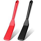 2 Pieces Silicone Thin Spatula Omelet Spatula Turner Long Crepe Spatula Heat-Resistant Cooking Spatula Non-Stick Pancake Spatula for Cooking Egg Burgers Pizza Pancake Steak Omelet Crepes (Red, Black)