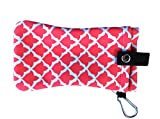 Double Pocket Soft Cushioned Eyeglass and Sunglasses Holder with Clip by Buti-Eyes (Coral Tulip)
