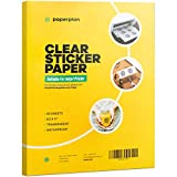 (20 Sheets) Clear Sticker Paper For Inkjet Printer - Glossy 8.5 x 11 - Printable Vinyl Sticker Paper For Cricut, Personalized Stickers, Labels, Waterproof, Transparent, Adhesive, Decal / Paper Plan