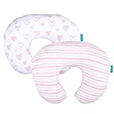 Nursing Pillow Cover 2 Pack for Boppy Pillow 100% Stretchy Cotton Large Zipper Super Soft & Breathable Infant Support Breastfeeding Cover for Moms or Baby Girl Gifts