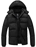 Wantdo Men Bomber Puffer Jacket Thicken Winter Coat with Detachable Hood Black L