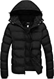 Wantdo Men's Winter Thicken Coat Puffer Jacket with Removable Hood Black X-Large