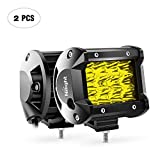 Nilight - 18031S-B Amber 2PCS 4Inch 36W Triple Row Spot LED Light Bar 3600LM Driving Lights Fog Light Led Off Road Lights for Trucks Jeep UTV ATV Marine Boat,2 Years Warranty