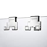 KAWAHA Tiny (2 inch) Triple Hooks for Frameless Glass Shower Door, Stainless Steel Towel Hooks Over The Bathroom Glass Wall up to 3/8 inch (10mm) (2 Pack - Polished Chrome)