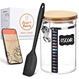 Oscar's Bakery- Glass Sourdough Starter Jar- Sourdough Starter kit contains 30 oz Premium Sourdough Jar with Digital Recipe & Accessories. Sourdough Crock for Bread Starter-Starter not included