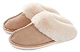 Womens Slipper Memory Foam Fluffy Soft Warm Slip On House Slippers,Anti-Skid Cozy Plush for Indoor Outdoor Tan 7-8