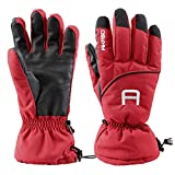 AKASO Waterproof Ski Gloves Winter Warm 3M Thinsulate Snow Gloves,High Breathable TPU Snowboard Gloves for Skiing, Snowboarding,Outdoor Sports, Gifts for Men and Women (Red, M)