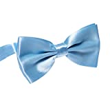 AWAYTR Men's Pre Tied Bow Ties for Wedding Party Fancy Plain Adjustable Bowties Necktie (Light Blue)
