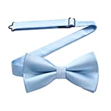 HISDERN Bow Ties for Men Solid Color Blue Mens Pretied Bowties Classic Satin Formal Tuxedo Adjustable Bow Tie Wedding Party