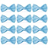 AVANTMEN Men's Bowties Formal Satin Solid - 12 Pack Bow Ties Pre-tied Adjustable Ties for Men Many Colors Option in bulk