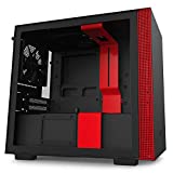 NZXT H210 - CA-H210B-BR - Mini-ITX PC Gaming Case - Front I/O USB Type-C Port - Tempered Glass Side Panel - Cable Management System - Water-Cooling Ready - Radiator Bracket - Black/Red