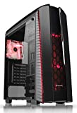 Thermaltake Versa N27 Shadow Blade ATX Gaming Mid Tower Computer Case with 3 Red LED Riing Fan Pre-installed CA-1H6-00M1WN-02, Black/Red