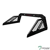 TLAPS 7422438487414 Universal For Pickup Truck Matte Black Adjustable Chase Rack with 3rd Third Brake Light & 2x LED Work Lamps Bars & 6x Amber Side Marker