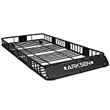 ARKSEN 84 Inch Universal Roof Rack Cargo with Extension Car Top Luggage Holder Carrier Basket for SUV, Truck, & Car Heavy Duty Steel Construction 150LB Capacity - Black