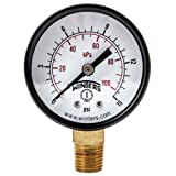 Winters 2 inch Dial Size, Multi Function Economy Utility Dry Pressure Gauge, Brass Internals, Black Steel Case, Dual Scale 0-15 psi/kPa, 3-2-3% Accuracy, 1/4 inch NPT Bottom Mount, Pressure Gauge