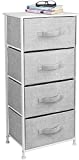 Sorbus Dresser with 4 Drawers - Tall Storage Tower Unit Organizer for Bedroom, Hallway, Closet, College Dorm - Chest Drawer for Clothes, Steel Frame, Wood Top, Easy Pull Fabric Bins (White/Gray)