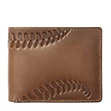 HoJ Co. BASEBALL Bifold Wallet For Men | Extra Capacity Organization with Flip ID | Hand Burnished Full Grain Leather Mens Wallet Novelty | Coach Gift