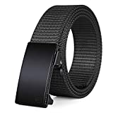 FAIRWIN Men's Ratchet Web Belt,1.25 inch Nylon Automatic Buckle Belt ,No Holes Invisible Belt for Men(Black, S)