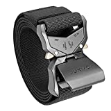 JUKMO Tactical Belt, Military Hiking Rigger 1.5" Nylon Web Work Belt with Heavy Duty Quick Release Buckle (Black, Large)