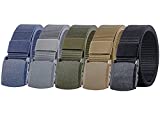 Ginwee 5 Pack Nylon Military Tactical Belt Webbing Canvas Outdoor Web Belt with Plastic Buckle