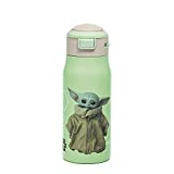 Zak Designs Star Wars Double-Wall Vacuum Insulated, 18/8 Stainless Steel Kids Water Bottle with Flip-Up Straw Spout and Locking Spout Cover, Durable Cup for Sports or Travel (13.5 oz,The Child/Grogu)