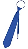Vesuvio Napoli PreTied Men's Necktie Solid Color Mens Adjustable Zipper Neck Tie, Royal Blue, 3 IN