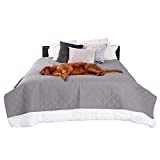 Furhaven Pet Furniture Cover for Dogs and Cats - Waterproof Quilted Twill Non-Slip Mattress Bed Blanket Protector, Washable, Gray, Jumbo or King Size