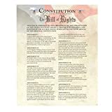 "Constitution of the USA & Bill of Rights"- Patriotic Poster Print. 11 x 14" Wall Decor-Ready To Frame. Ivory Parchment Replica w/Flag. American Decor for Home-Office-School. Knowledge on Display!