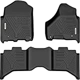 YITAMOTOR Floor Mats Compatible with 2019-2022 Ram 1500 Classic Crew Cab, 2012-2018 Dodge Ram 1500/2500/3500 Crew Cab, 1st & 2nd Row Black All Weather Protection