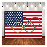 Olympic Rings International Photo Background Olympic Sport Countries for Classroom Garden Grand Opening Sports Clubs Party Events Decor Photography Backdrops 7X5FT Vinyl Shooting Props