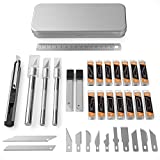 Nicpro 115 PCS Hobby Knife Set with Metal Case, Precision Utility Scalpel Razor Kit With Various Blades,Ruler for Hobby Scrapbooking Leather, Wood, Art Carving, Craft, Sharp Pen Knives