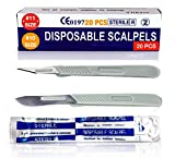 MedHelp Disposable Scalpels #10 + 11  Box of 20 Disposable Dermaplaning Blades with Plastic Handle, Scalpel Blades, High Carbon Steel Dermablade Blades Individually Wrapped Sterile