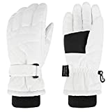 Andorra Ski Gloves Women Snow Gloves Women's Winter Gloves Waterproof Quilted Snow Ski Gloves, White, Small