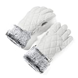 accsa Women Winter Ski Glove Waterproof 3M Thinsulate Warm Windproof Off-White L