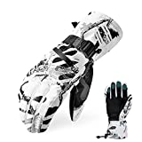 Ski Gloves, Waterproof Snow Gloves -30℉ Winter Gloves for Cold Weather Touchscreen Snowboard Gloves Warm for Men Women (White, X-Large)