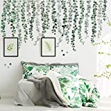 Green Plants Eucalyptus Vine Leaves Wall Decal Removable Watercolor Wall Art Decor Peel and Stick Wall Sticker Art Murals Decoration for Home Nursery Decor Living Room (3 Sheets,11.8 x 23.6 Inch)