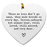 Those We Love Don't Go Away, Sympathy, Memorial Gift, Heart Ornament, Memorial Keepsake, Memorial Quote Decor, 3 inch Flat Heart Ceramic with Gift Box