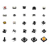 25 Values Tactile Push Button Switch, Yetaida 125Pcs SMD DIP 4 pin/3 pin/2 pin Micro Momentary Tact Switch Assortment Kit