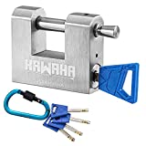 KAWAHA 71/60KD-5K Stainless Steel D-Shaped Padlock with Key for Garage Door, Containers, Shed, Locker and Warehouse (Keyed Different - 5 Keys, 2-3/4 inch)