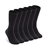 Men's Thin Merino Wool Socks,Lixia Winter Warm Breathable Crew Dress Trouser Socks(Black - 6 Pairs)