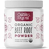 Organic Beet Root Powder: Nitric Oxide Booster, Circulation and Stamina Increasing, USDA Organic, Vegan Beetroot Superfood Powder, Plant Based Ingredient, 90 Servings, by Nature Plus You