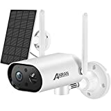 ANRAN Security Cameras Wireless Outdoor with PR 180, 2K Solar Security Camera Outdoor with Solar Panel, PIR Human Detection, 2-Way Talk, Night Vision, IP65 Waterproof, Compatible with Alexa, S2 White