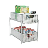 Mind Reader Cabinet, Mesh Storage Baskets Organizer, Home, Office, Kitchen, Bathroom, One Size, Silver 2 Tier Heavy Duty