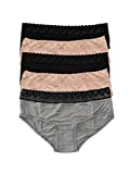 Felina | Aubrie Cheeky Boyleg | Panty | 5-Pack | Low Rise | Lace (Black Fawn Grey Heather, Small)