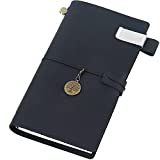 Moterm Travelers Notebook - 8.6'' x 4.9'' Retro Handmade Leather Travel Journal (Standard Sizes, Black)