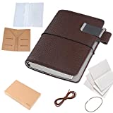 Moterm Refillable Traveler's Notebook Cover - with Inner Pocket Card Slots, 5.3 x 4.1 Inch Genuine Leather Travel Journal for Men & Women (Passport Size, Coffee-Grey)