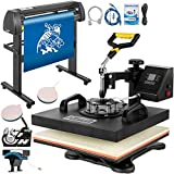 Mophorn Heat Press 15x15 inch Heat Press Machine 5 in 1 for T-Shirt and Vinyl Cutter 34 inch Plotter Machine 870mm Paper Feed Vinyl Cutter Plotter