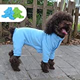 Lovelonglong Dog Cotton Pajamas Elastic Warm Pet Turtleneck Sweater 4 Legs Full Covered Onesie Jumpsuit for Small Medium Large Dogs, All Weather Available SkyBlue XS