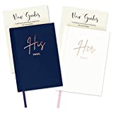 OMAUCI Wedding Vow Books His and Hers - Day Officiant Book with Hard Cover Rose Gold Foil Gilded Edges Vows Journal Booklet Renewal Bridal Shower Gifts 5.5 x 4, 40 Pages, White, Navy Blue
