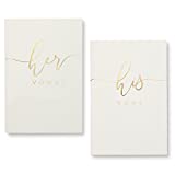 UNITED ESELL Ivory Wedding Vow Books His and Hers – Real Gold Foil Bride and Wedding Notebook with 28 Pages - 5,9" x 3.9" – Vow Renewal - Bridal Shower Gifts - Time Capsule Love Letter (Gold)